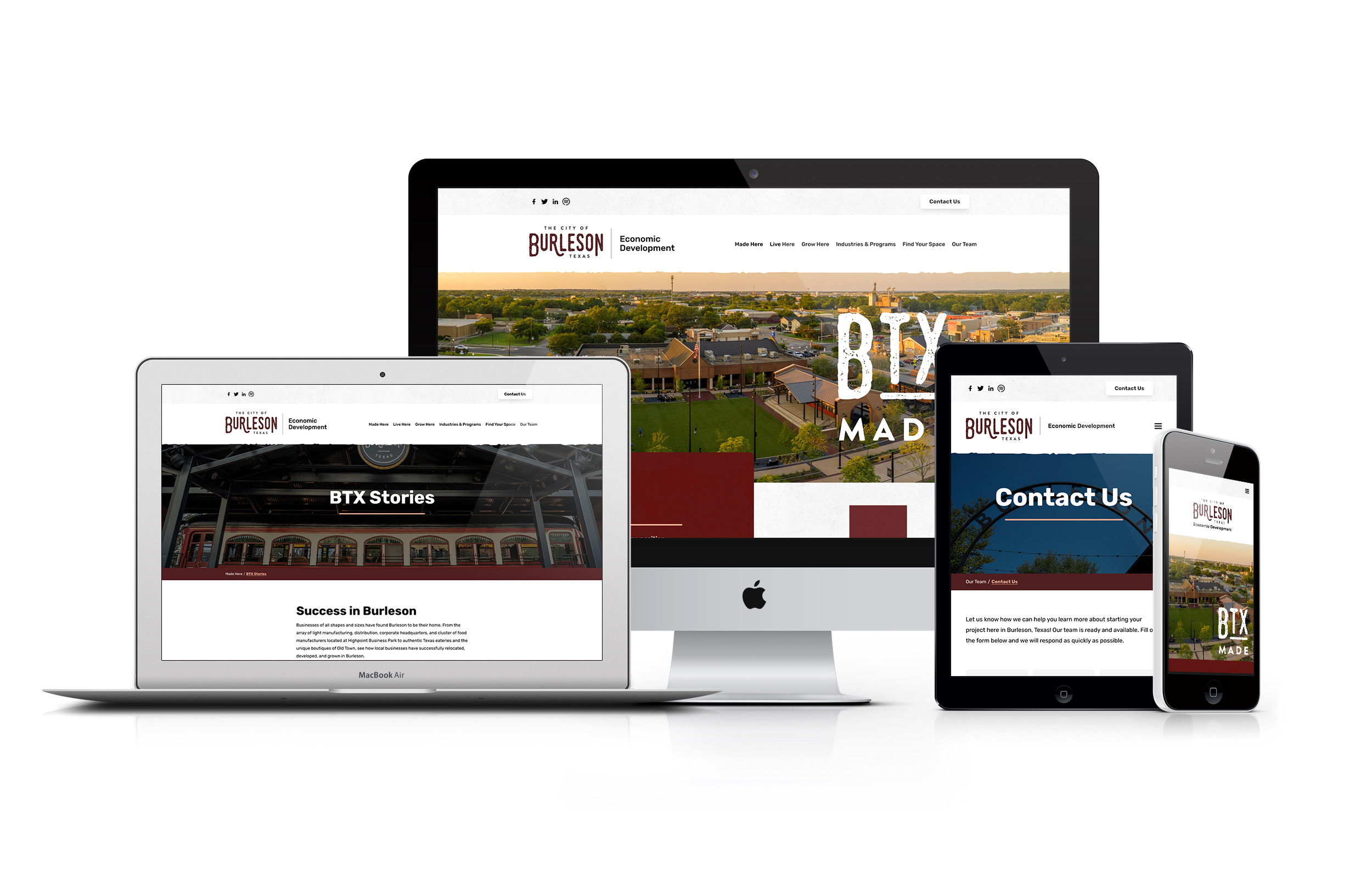 Burleson's site showcased on all platforms